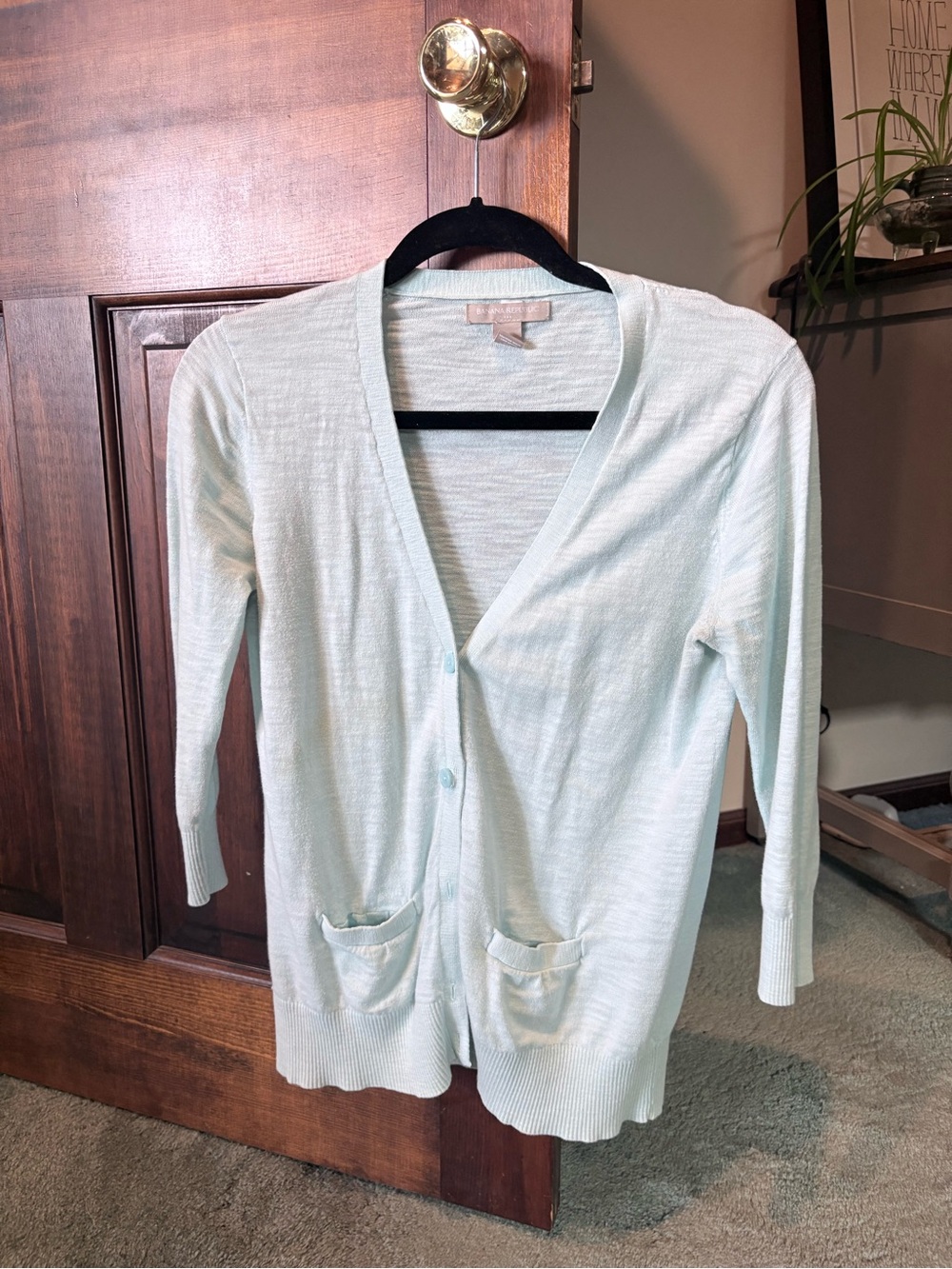 Banana Republic Mint Green Lightweight V-Neck Cardigan